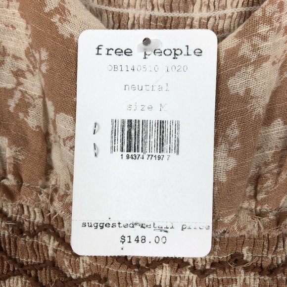 NEW Free People Midi Beige Floral Prairie Dress M - Picture 5 of 12